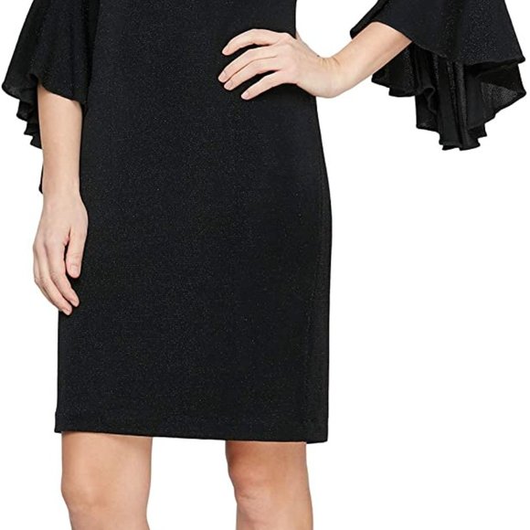 Black Women's Short Shift Dress with Embellished Illusion Detail Blac